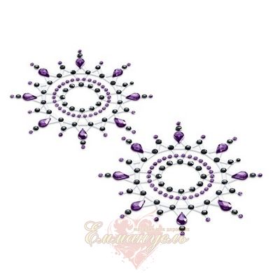 Пестіс з кристалів - Petits Joujoux Gloria set of 3 - Black/Purple, прикраса на груди і вульву