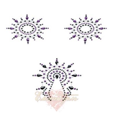 Пэстис из кристаллов - Petits Joujoux Gloria set of 3 - Black/Purple, украшение на грудь и вульву