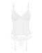 White lace corset Obsessive Alissium with mesh & thong, size XS/S &ndash; open back, flexible boning SX0600 - photos (6