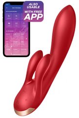 Smart vibrator rabbit with double prongs - Satisfyer Double Flex Red