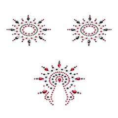 Пэстис из кристаллов - Petits Joujoux Gloria set of 3 - Black/Red, украшение на грудь и вульву