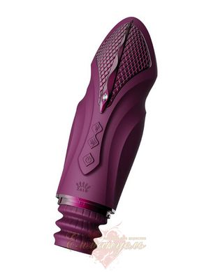 Compact smart sex machine Zalo – Sesh Velvet Purple, 2 attachments, remote control, Swarovski crystal