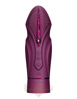 Compact smart sex machine Zalo – Sesh Velvet Purple, 2 attachments, remote control, Swarovski crystal