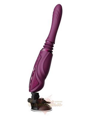 Compact smart sex machine Zalo – Sesh Velvet Purple, 2 attachments, remote control, Swarovski crystal