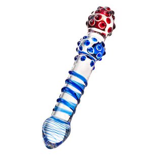 Рельефный фаллоимитатор из стекла - Dildo, transparent, glass, 20,5 cm