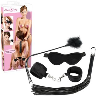 Набор БДСМ - 2491281 Fetish Kit Black Velvet, маска, плетка, перышко, наручники