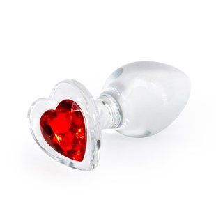 Стеклянная анальная пробка с сердцем NS Novelties Crystal Desires Red Medium SX4353 фото