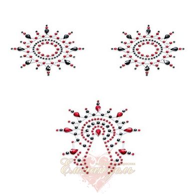 Пэстис из кристаллов - Petits Joujoux Gloria set of 3 - Black/Red, украшение на грудь и вульву