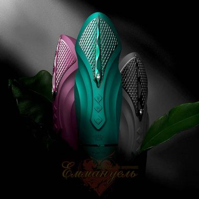 Compact smart sex machine Zalo – Sesh Turquoise Green, 2 attachments, remote control, Swarovski crystal