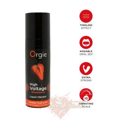 Рідкий вібратор orgie high voltage зі смаком полуниці 15 ml 69-88028 фото