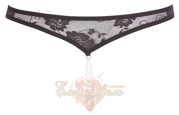 Women's Thong - 2320967 Lace String Pearls black, S