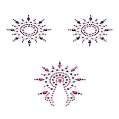 Пэстис из кристаллов - Petits Joujoux Gloria set of 3 - Black/Pink, украшение на грудь и вульву