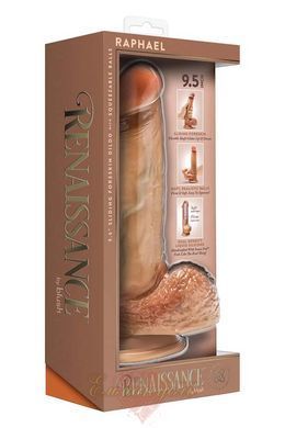 Dildo with scrotum - Blush Renaissance Raphael 9.5&rdquo; with Sliding Foreskin, Squeezable Balls & Suction Cup &ndash; Dual Density Silicone 614000009801 &mdash; photos