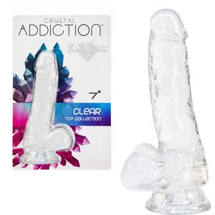 Прозрачный фаллоимитатор на присоске - ADDICTION Clear Dildo with Balls 7