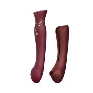 Смартвибратор 3в1 Zalo &mdash; Queen set Wine Red, пульсирующая жемчужина и вакуум, кристалл Swarovski SO6662 фото