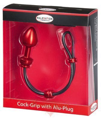 Ерекційне кільце с пробкой - MALESATION Cock-Grip mit Alu-Plug klein 614000257815 фото
