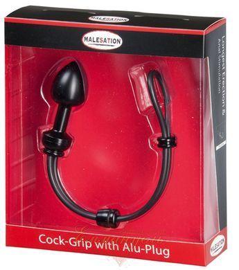 Ерекційне кільце с пробкой - MALESATION Cock-Grip mit Alu-Plug klein 614000257815 фото