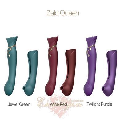 Смартвибратор 3в1 Zalo &mdash; Queen set Wine Red, пульсирующая жемчужина и вакуум, кристалл Swarovski SO6662 фото