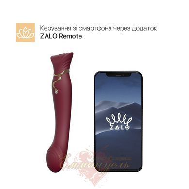 Смартвибратор 3в1 Zalo &mdash; Queen set Wine Red, пульсирующая жемчужина и вакуум, кристалл Swarovski SO6662 фото