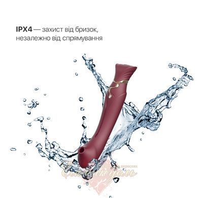 Смартвибратор 3в1 Zalo &mdash; Queen set Wine Red, пульсирующая жемчужина и вакуум, кристалл Swarovski SO6662 фото