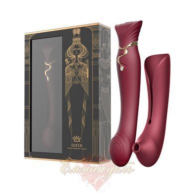 Смартвибратор 3в1 Zalo &mdash; Queen set Wine Red, пульсирующая жемчужина и вакуум, кристалл Swarovski SO6662 фото