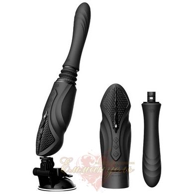 Compact smart sex machine Zalo – Sesh Obsidian Black, 2 attachments, remote control, Swarovski crystal