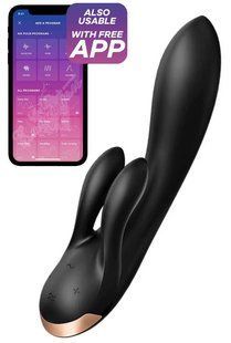 Smart vibrator rabbit with double prongs - Satisfyer Double Flex Black SO6094 &mdash; photos