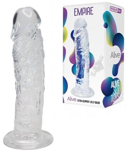 Прозрачный фаллоимитатор - Alive Jelly Dildo Empire, ТПЕ, присоска, диаметр 4.3см, длина 19.3см