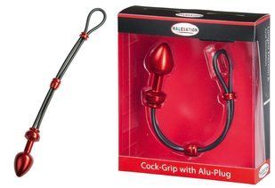 Эрекционное кольцо с пробкой - MALESATION Cock-Grip mit Alu-Plug klein 614000257819 фото