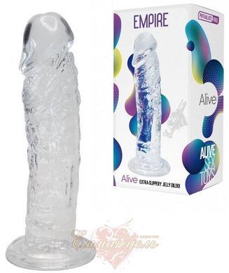 Transparent dildo - Alive Jelly Dildo Empire, TPE, suction cup, diameter 4.3cm, length 19.3cm