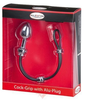 Эрекционное кольцо с пробкой - MALESATION Cock-Grip mit Alu-Plug klein 614000257819 фото