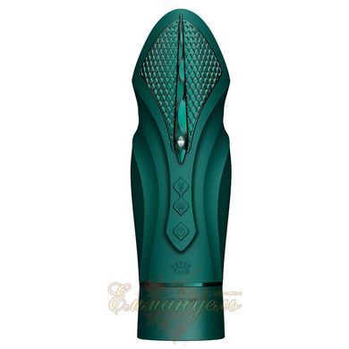 Компактна смарт секс-машина Zalo – Sesh Turquoise Green, 2 насадки, пульт ДК, кристал Swarovski