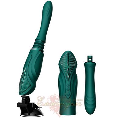 Compact smart sex machine Zalo – Sesh Turquoise Green, 2 attachments, remote control, Swarovski crystal