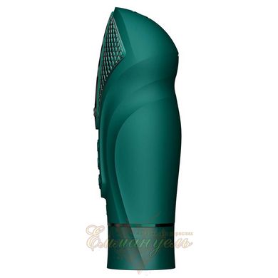 Compact smart sex machine Zalo – Sesh Turquoise Green, 2 attachments, remote control, Swarovski crystal