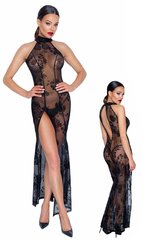 Long sexy dress with patterns - F239 Noir Handmade Dress Long, size S