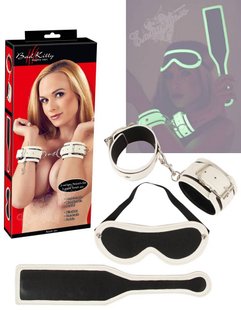 Набор БДСМ - Fetish Set Glow in the Dark, маска, наручники, весло