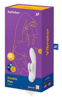 Smart vibrator rabbit with double prongs - Satisfyer Double Flex White