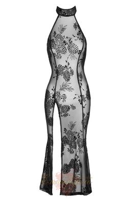 Long sexy dress with patterns - F239 Noir Handmade Dress Long, size S