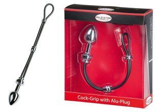 Эрекционное кольцо с пробкой - MALESATION Cock-Grip mit Alu-Plug klein 614000257822 фото
