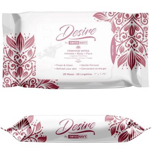 Женские очищающие салфетки для тела и лица - Desire by Swiss Navy Feminine Wipes 25 шт