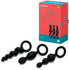 Набор анальных игрушек - Satisfyer Plugs black (set of 3) - Booty Call, макс. диаметр 3см