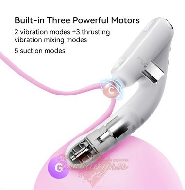 Vacuum vibrator with friction - Qingnan No.7 Thrusting with Suction Pink