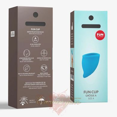 Menstrual cup - Fun Factory FUN CUP SIZE A, turquoise, reusable, diameter 4 cm, volume 20 ml SX0953 &mdash; photos