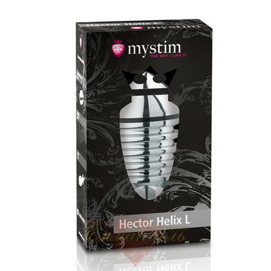 Металлическая анальная пробка - Mystim Hector Helix L для электростимулятора, диаметр 5 см