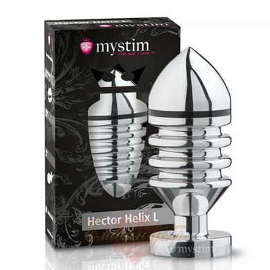 Металева анальна пробка - Mystim Hector Helix L для електростимулятора, діаметр 5 см