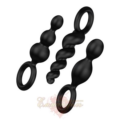 Anal toys set - Satisfyer Plugs black (set of 3) - Booty Call, max. diameter 3cm