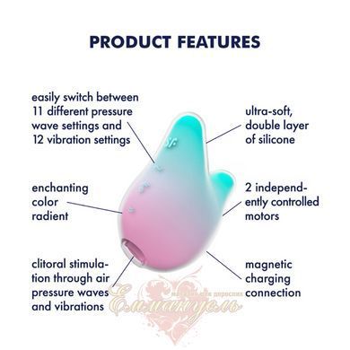 Вакуумний кліторальний стимулятор з вібрацією Satisfyer Mermaid Vibes Mint/Pink, 2 мотори SX1209 фото