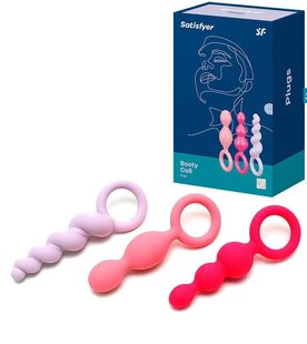 Набор анальных игрушек - Satisfyer Plugs colored (set of 3) - Booty Call, макс. диаметр 3см