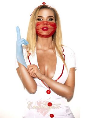 Эротический костюм медсестры "Исполнительная Луиза" L, халатик, шапочка, перчатки, маска