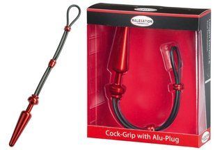 Эрекционное кольцо с пробкой - MALESATION Cock-Grip mit Alu-Plug mittel, schwarz 614000257820 фото